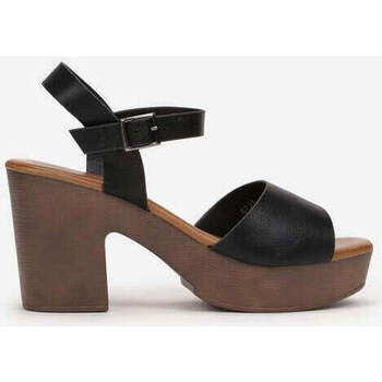 Chaussures Femme Sandales et Nu-pieds Vera Collection Sandales plateforme à talons bloc, semelle effet bois, Noir Noir