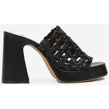 Chaussures Femme Sandales et Nu-pieds Vera Collection Mules tressés à plateforme, talons bloc, Noir Noir