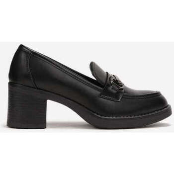 Chaussures Femme Escarpins Vera Collection Mocassins femmes noires à talon carré avec boucle Noir