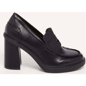 Chaussures Femme Escarpins Vera Collection Mocassin à plateforme et talon haut carré, Noir Noir