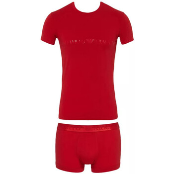 Vêtements Enfant Pyjamas / Chemises de nuit Ea7 Emporio logo-embroidered ARMANI Ensemble Tee Shirt et Boxer Rouge