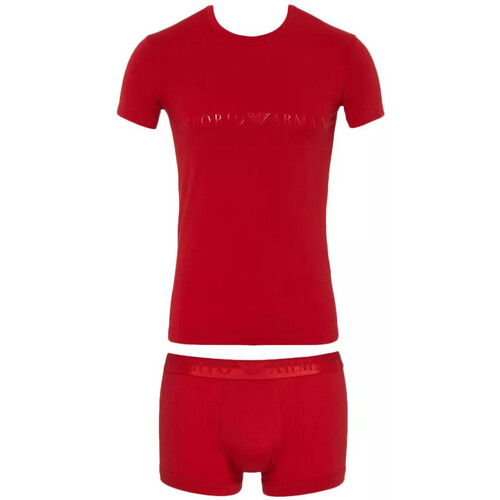 Vêtements Enfant Pyjamas / Chemises de nuit Ea7 Emporio Armani crepe Ensemble Tee Shirt et Boxer Rouge