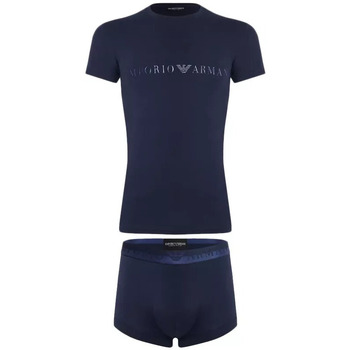 Vêtements Homme Pyjamas / Chemises de nuit Ea7 Emporio Armani Ensemble Tee Shirt et Boxer Bleu
