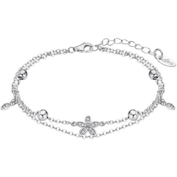 Montres & Bijoux Femme Bracelets Lotus Bracelet double  Silver fleur et pampilles Blanc
