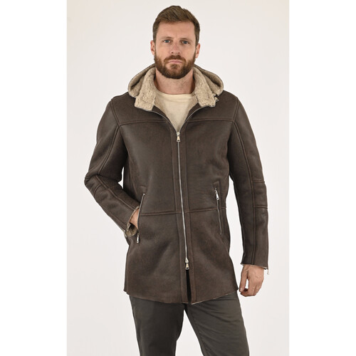La Canadienne Manteau peau lainée marron-046940 Marron - Vêtements Manteaux  Homme 1 190,00 €