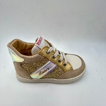 Chaussures Fille Baskets mode Pom d'Api BASKET ZIPPEE LACET GOLD Doré