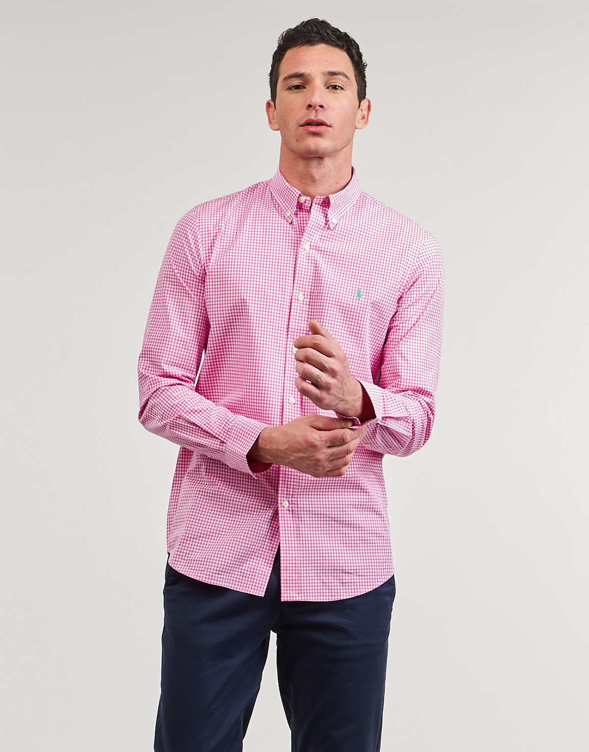 Vêtements Homme Kiton zip-collar polo shirt CHEMISE AJUSTEE SLIM FIT EN POPELINE RAYE Rose