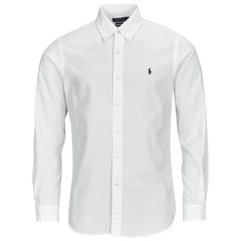 Vêtements Homme Chemises manches longues Polo Ralph Lauren CHEMISE COUPE DROITE EN SEERSUCKER Blanc / White