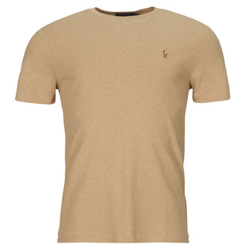 Vêtements Homme T-shirts manches courtes Polo Ralph Lauren T-SHIRT AJUSTE COL ROND EN PIMA COTON Beige Chiné / Classic Camel Heather