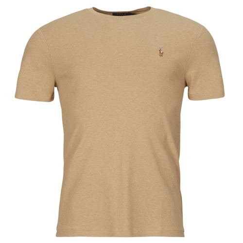 Vêtements Homme T-shirts manches courtes Polo Ralph Lauren T-SHIRT AJUSTE COL ROND EN PIMA COTON Beige