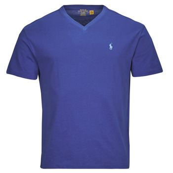 Vêtements Homme T-shirts manches courtes Polo Ralph Lauren T-SHIRT AJUSTE COL V EN COTON Bleu / Beach Royal