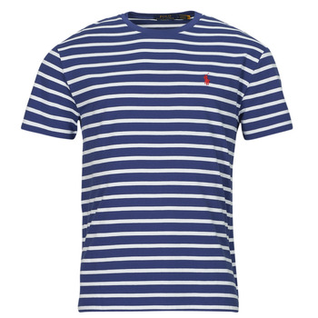 Vêtements Homme T-shirts manches courtes Polo Ralph Lauren T-SHIRT AJUSTE EN COTON Marine / Blanc - Beach Royal / White