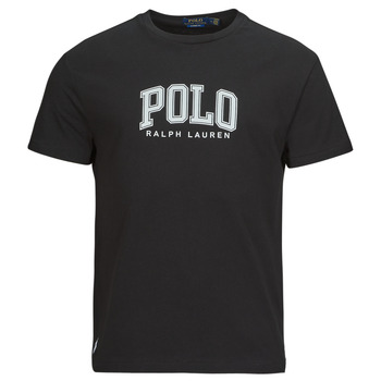 Vêtements Homme T-shirts manches courtes Polo Ralph Lauren T-SHIRT AJUSTE EN COTON SERIGRAPHIE POLO RALPH LAUREN Noir /  Polo Black