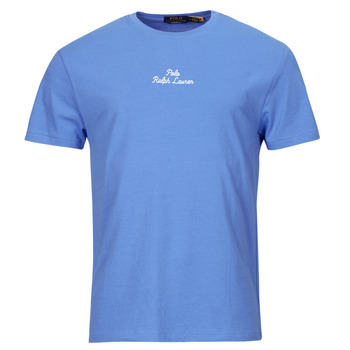 Vêtements Homme T-shirts manches courtes Polo Ralph Lauren T-SHIRT AJUSTE EN COTON POLO RALPH LAUREN CENTER Bleu Pop / Riviera Blue
