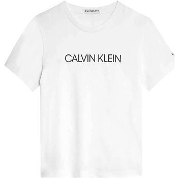Vêtements Garçon T-shirts & Polos Calvin Klein Jeans T-shirt coton col rond droit Blanc