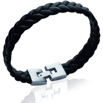 Swiss Alpine Mil Homme Bracelets Brillaxis Bracelet homme  en cuir noir tressé Blanc