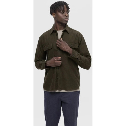 Vêtements Homme Chemises manches longues Selected SLHMASON-TWILL OVERSHIRT LS NOOS Marine