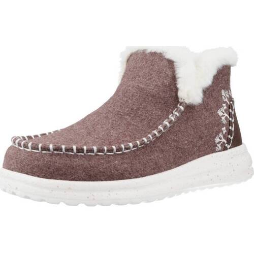 Chaussures Femme Bottines HEYDUDE DENNY FAUX SHEARLING Marron