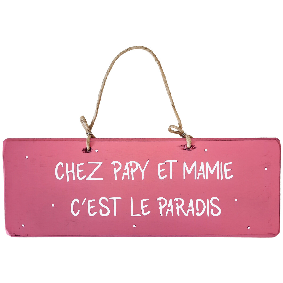 Maison & Déco Tableaux / toiles Qualiart Plaque décorative en bois rose - Chez Papy et Mamy Rose
