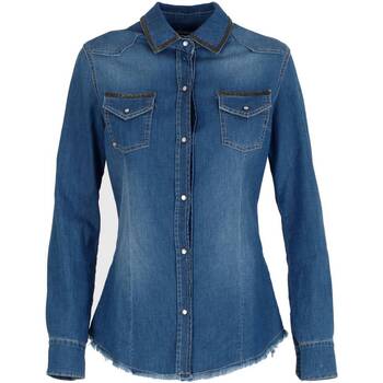 Vêtements Femme Robes Café Noir CAFENOIR Camicia Jeans Profili Borchie Blu Medio Chiaro JJ6260 Bleu
