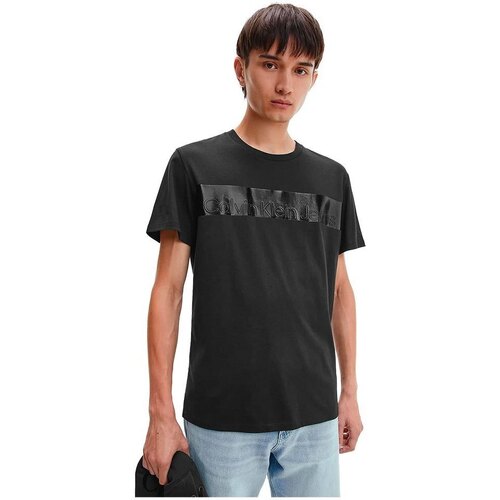 Vêtements Homme T-shirts Jackets courtes Calvin Klein Jeans Tee Shirt  Homme Noir Badge Homme Noir