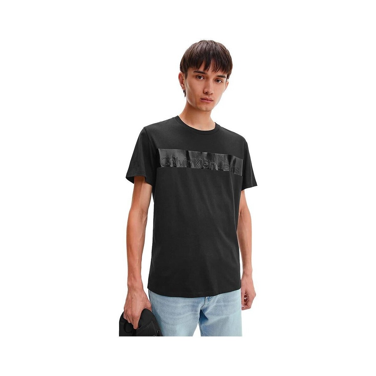 Vêtements Homme T-shirts manches courtes Calvin Klein Jeans Tee Shirt  Homme Noir Badge Homme Noir