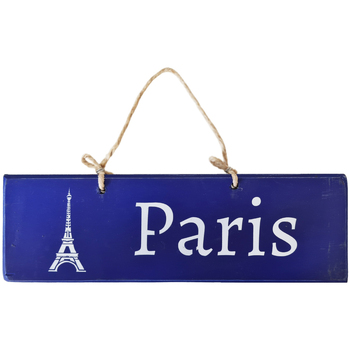 Qualiart Plaque décorative en bois bleue - Paris Bleu
