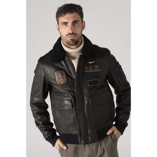 Vêtements Homme Vestes en cuir / synthétiques Aeronautica Militare PN935PL147 00001 NERO Noir