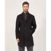 Manteau  noir en laine mélangée avec zip interne