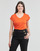 Vêtements Femme T-shirts manches courtes Pieces PCBILLO TEE LUREX STRIPES Orange