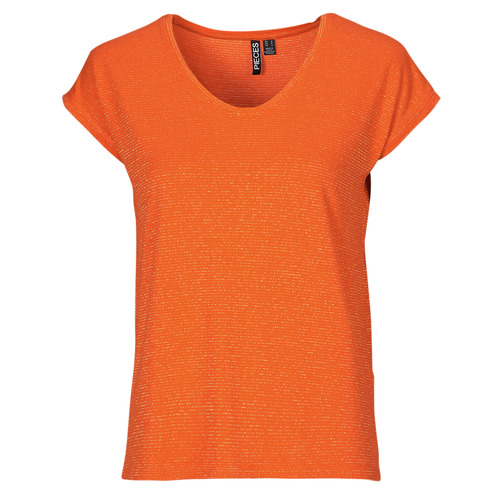 Vêtements Femme Tout accepter et fermer Pieces PCBILLO TEE LUREX STRIPES Orange