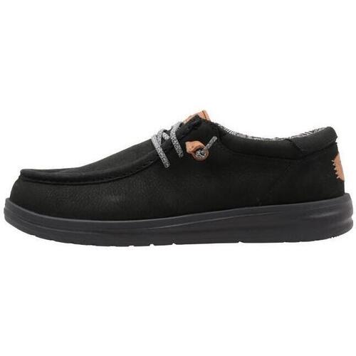 Chaussures Homme Chaussures bateau HEY DUDE WALLY GRIP CRAFT LEATHER Noir
