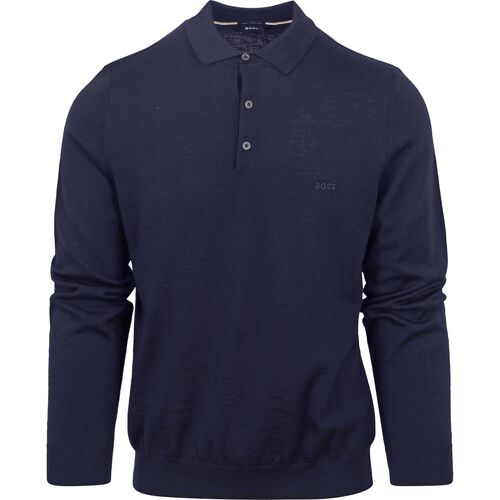 Vêtements Homme T-shirts & Polos BOSS Polo Pull Bono Laine Marine Bleu