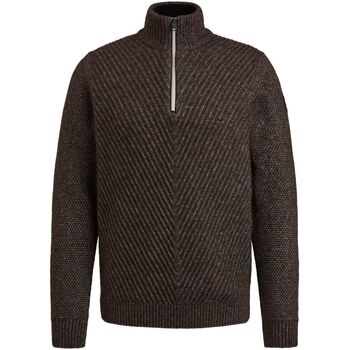 sweat-shirt vanguard  pullover demi-zip laine marron 
