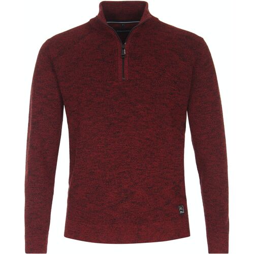 Vêtements Homme Sweats Casa Moda Pull Demi-Zip Rouge Bordeaux
