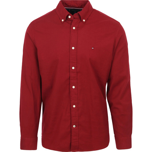 Vêtements Homme Chemises manches longues Tommy Hilfiger Chemise Twill Bordeaux Rouge