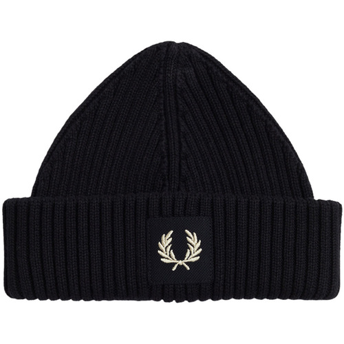 Accessoires textile Homme Bonnets Fred Perry Patch Brand Chunky Rib Beanie Noir