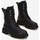 Chaussures Femme Bottines Vera Collection Boots motard à lacets, ranger avec semelle crantée Noir