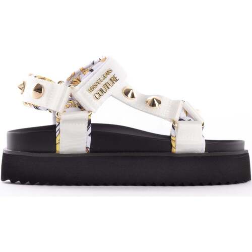 Chaussures Femme Sneakers Chain Reaction Versace Studded Touch-Strap Blanc