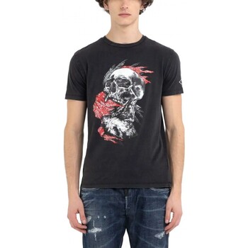 Vêtements Homme T-shirts & Polos Replay T-shirt en jersey imprim tte de mort et loup Noir