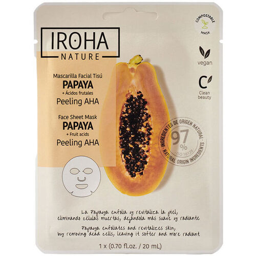 Accessoires textile Masques Iroha Nature Papaya Peeling Masque Facial En Tissu Aha 