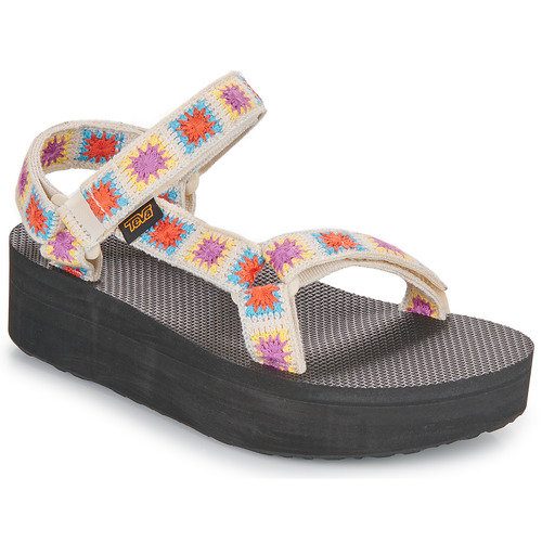 Chaussures Femme cone-heel Sandales et Nu-pieds Teva W FLATFORM UNIVERSAL CROCHET Beige / Multicolore