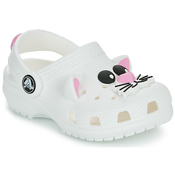 Chaussures Enfant Sabots Slip-On Crocs Classic IAM Cat Clog T Blanc / Rose