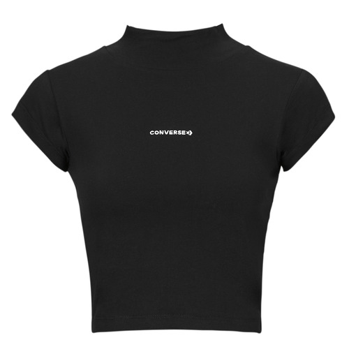 Vêtements Femme T-shirts manches courtes Converse Leder WORDMARK TOP BLACK Noir
