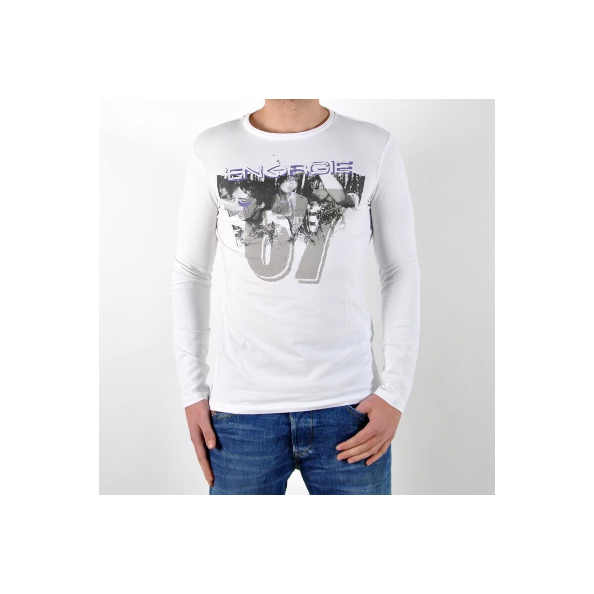 Vêtements Homme T-shirts manches longues Energie T-shirt  Long Dickey A00010  Violet Blanc