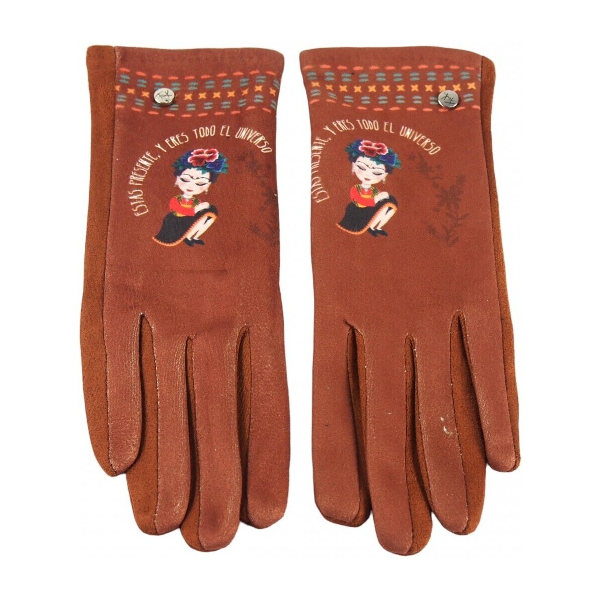 Accessoires textile Femme Gants Frida Kahlo accessoires femme k0350 cuir Marron