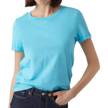 Vêtements Femme T-shirt Essentials Cropped Logo vermelho branco mulher Vero Moda 10243889 Bleu