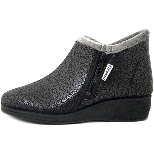 Chaussures Femme Boots Emanuela Femme Chaussures, Bottine, Tissu Chaud, Zip-806 Noir