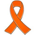Pin's Ruban Orange - Leucémie - TDAH - sclérose en plaqu