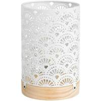 Maison & Déco Lampes à poser Unimasa Lampe LED en métal et Bois 20 cm Blanc
